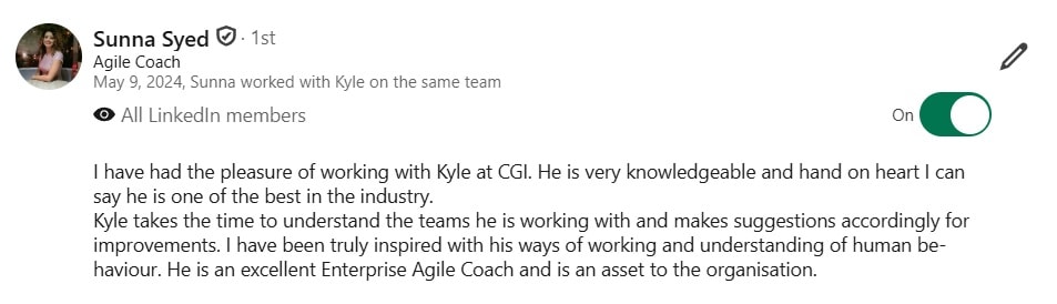 LinkedIn recommendation from Sunna Syed